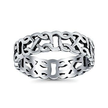 Celtic Oxidized Band Solid 925 Sterling Silver Thumb Ring (6mm)